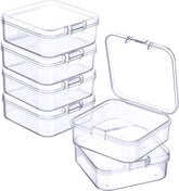 6 Pieces Mini Plastic Clear Beads Storage Containers Box for Collecting Small Items, Beads, Jewelry, Business Cards, Game Pieces, Crafts (2.13 x 2.13 x 0.79 Inch)